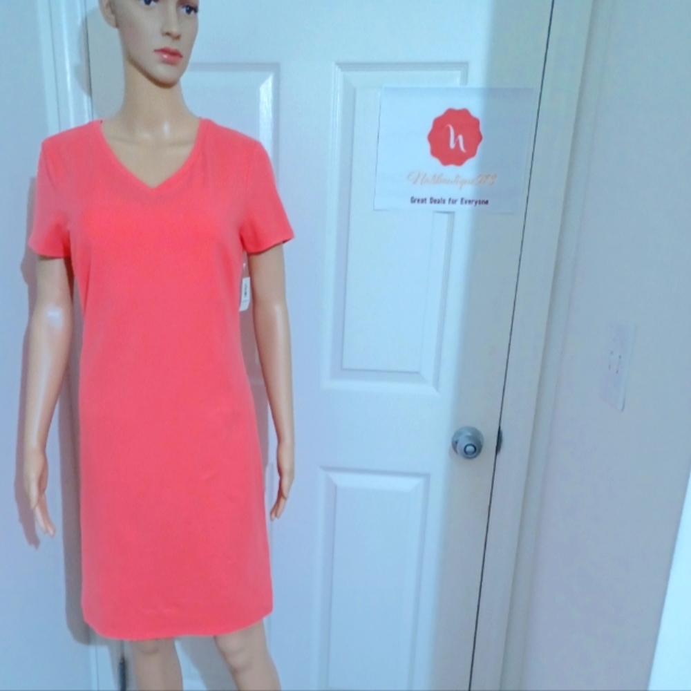 💛Old Navy Women's V-Neck Bodycon Knee Length Dress Color : Coral (Size M) NWT💜